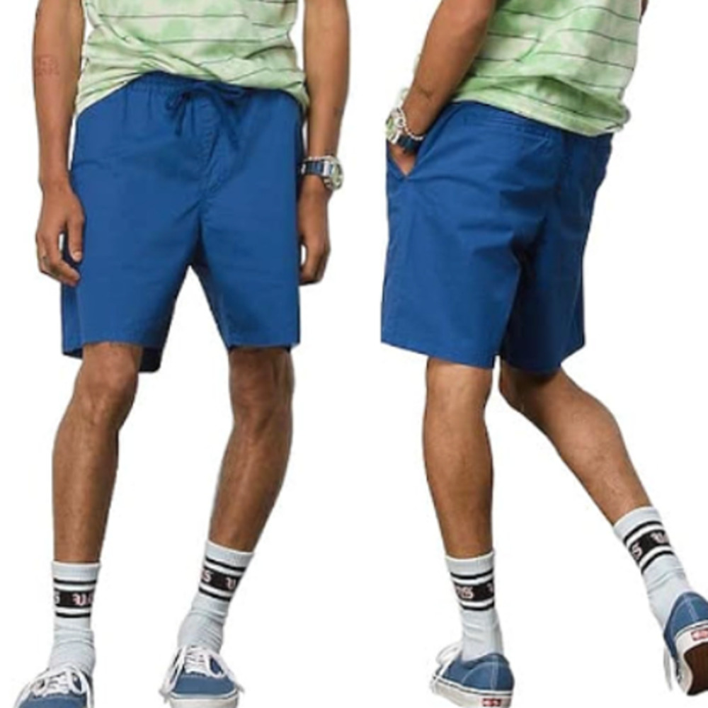 NWT VANS Men's 18" Outseam Range Elastic Relaxed Limoges Blue Shorts Medium REG